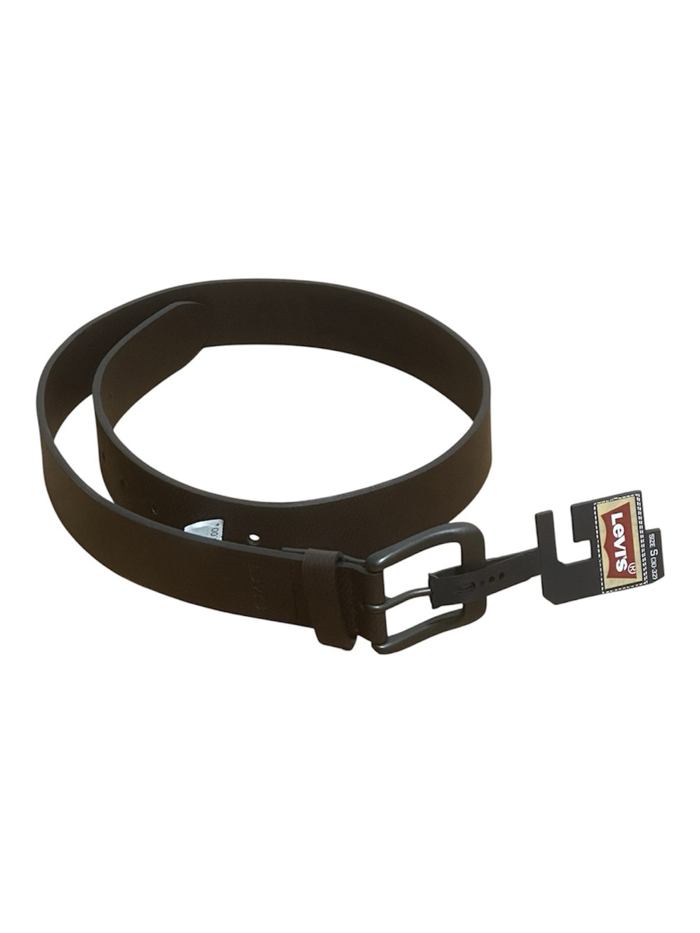 Levis Mens Dark Brown Leather with Black Buckle Belt NWT